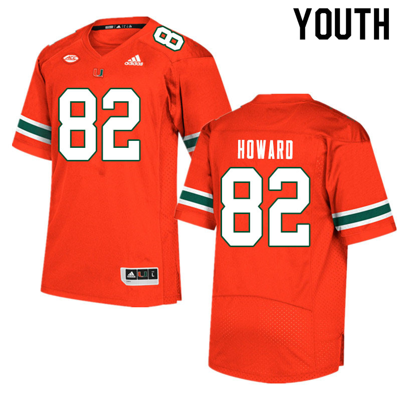 Youth #82 Jarius Howard Miami Hurricanes College Football Jerseys Sale-Orange